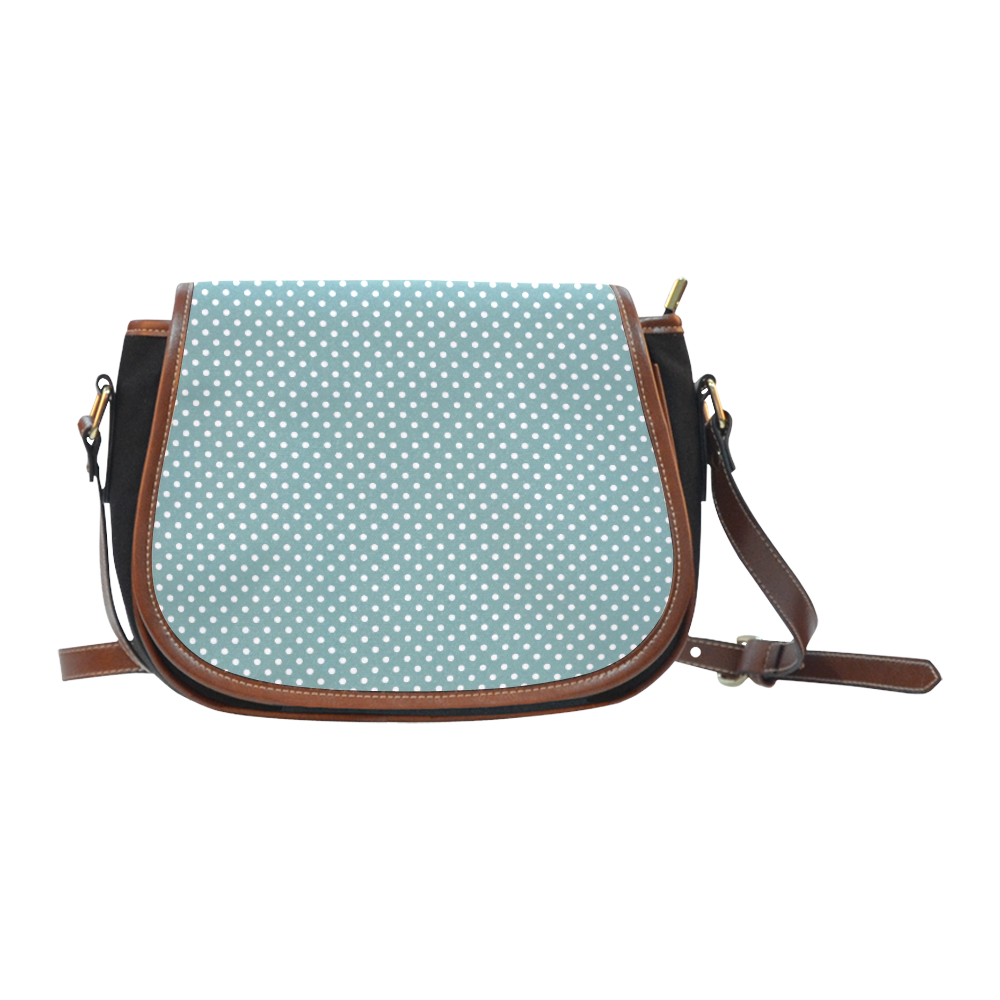 Silver blue polka dots Saddle Bag/Small (Model 1649)(Flap Customization)
