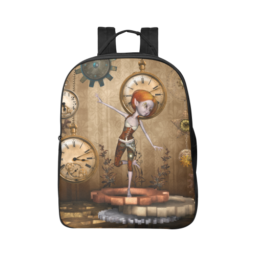 Steampunk girl, clocks and gears Popular Fabric Backpack (Model 1683)
