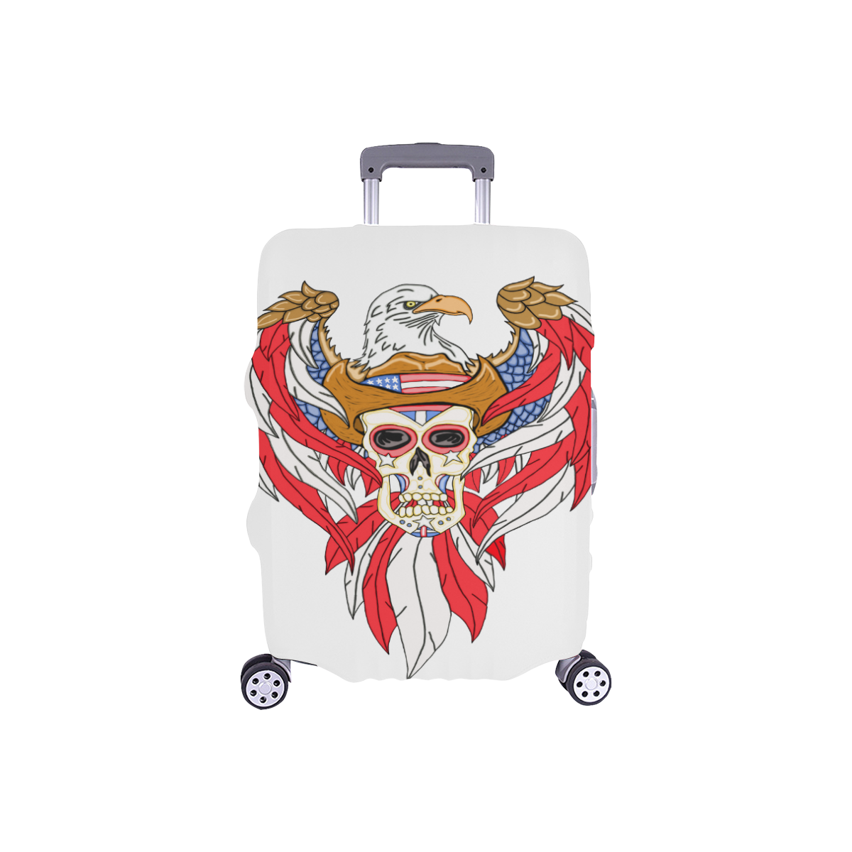 American Eagle Sugar Skull White Luggage Cover/Small 18"-21"