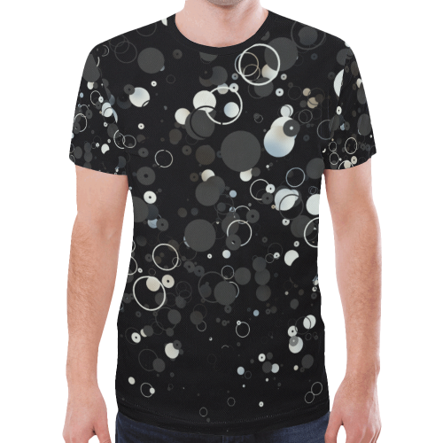 3D Circles and Dots (Black/White/Gray) New All Over Print T-shirt for Men (Model T45)