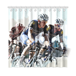 Bike Cyclists Battling for Position in Race Shower Curtain 72"x72"