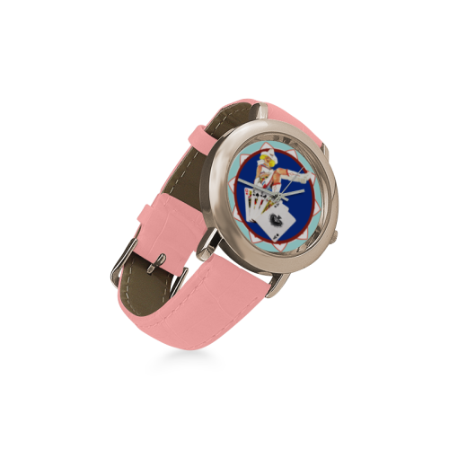 LasVegasIcons Poker Chip - Sassy Sally Women's Rose Gold Leather Strap Watch(Model 201)
