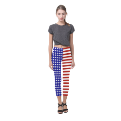 USA Patriotic Red & White Stripes Capri Legging (Model L02)