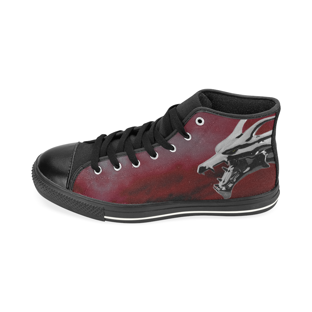 Steel Dragons V1.0 Red High Top Canvas Shoes for Kid (Model 017)