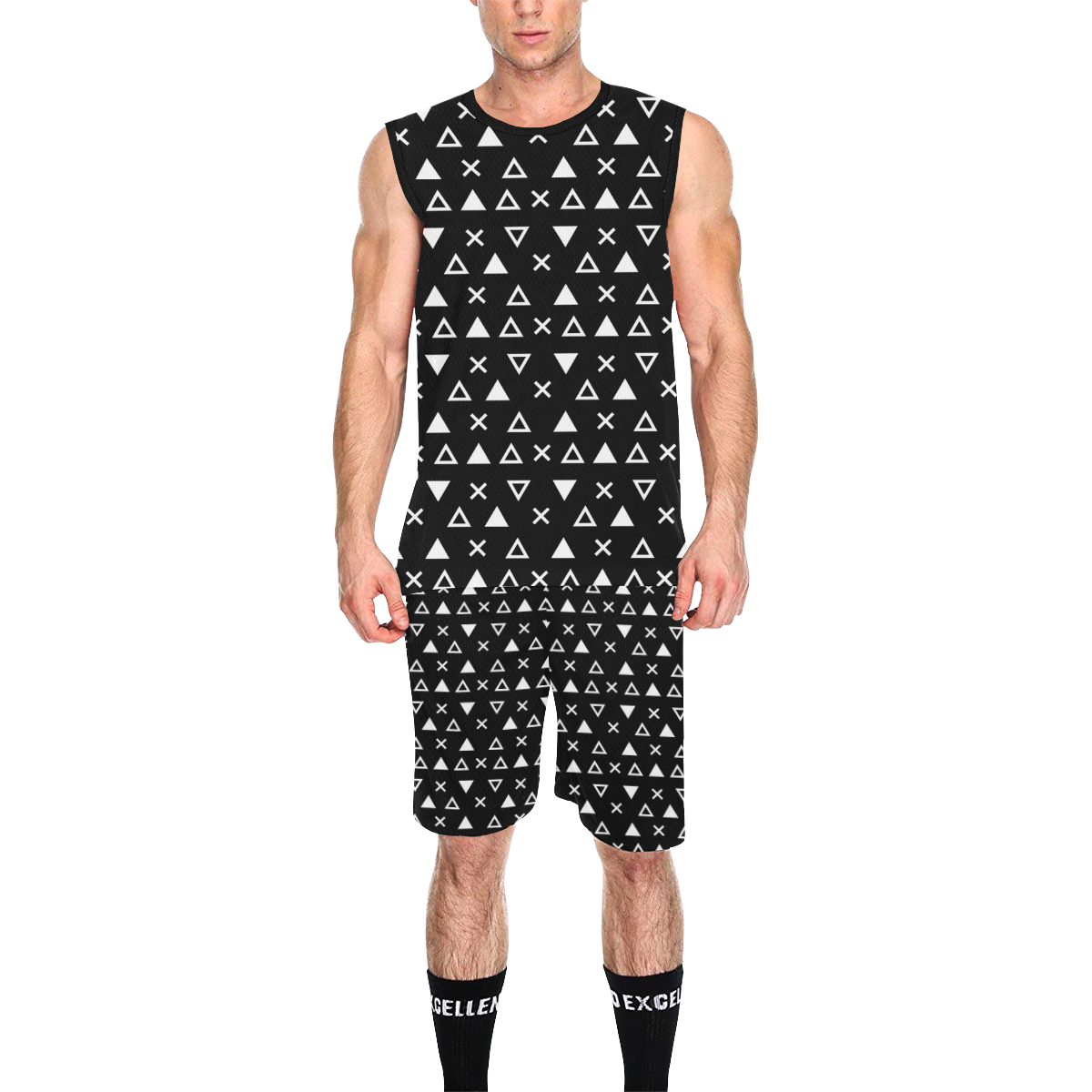 Geo Line Triangle All Over Print Basketball Uniform