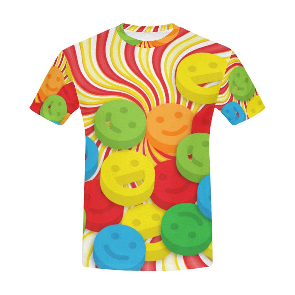 Raindrop Swirls and Smiley Faces All Over Print T-Shirt for Men (USA Size) (Model T40)
