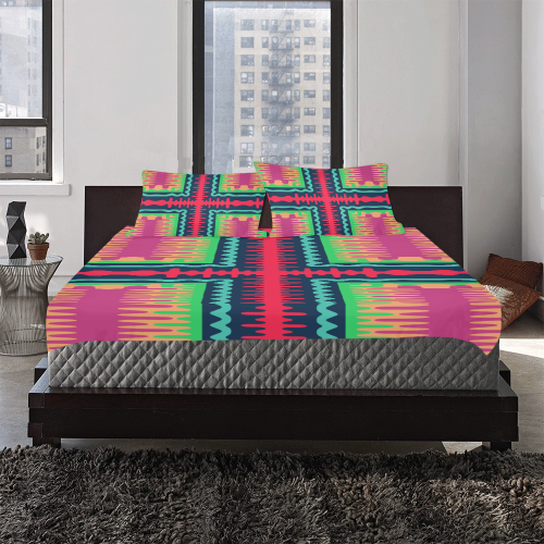 Waves in retro colors 3-Piece Bedding Set