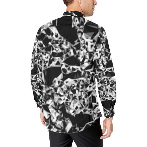 Black Diamond - black white silver triangle abstract pattern Men's All Over Print Casual Dress Shirt (Model T61)