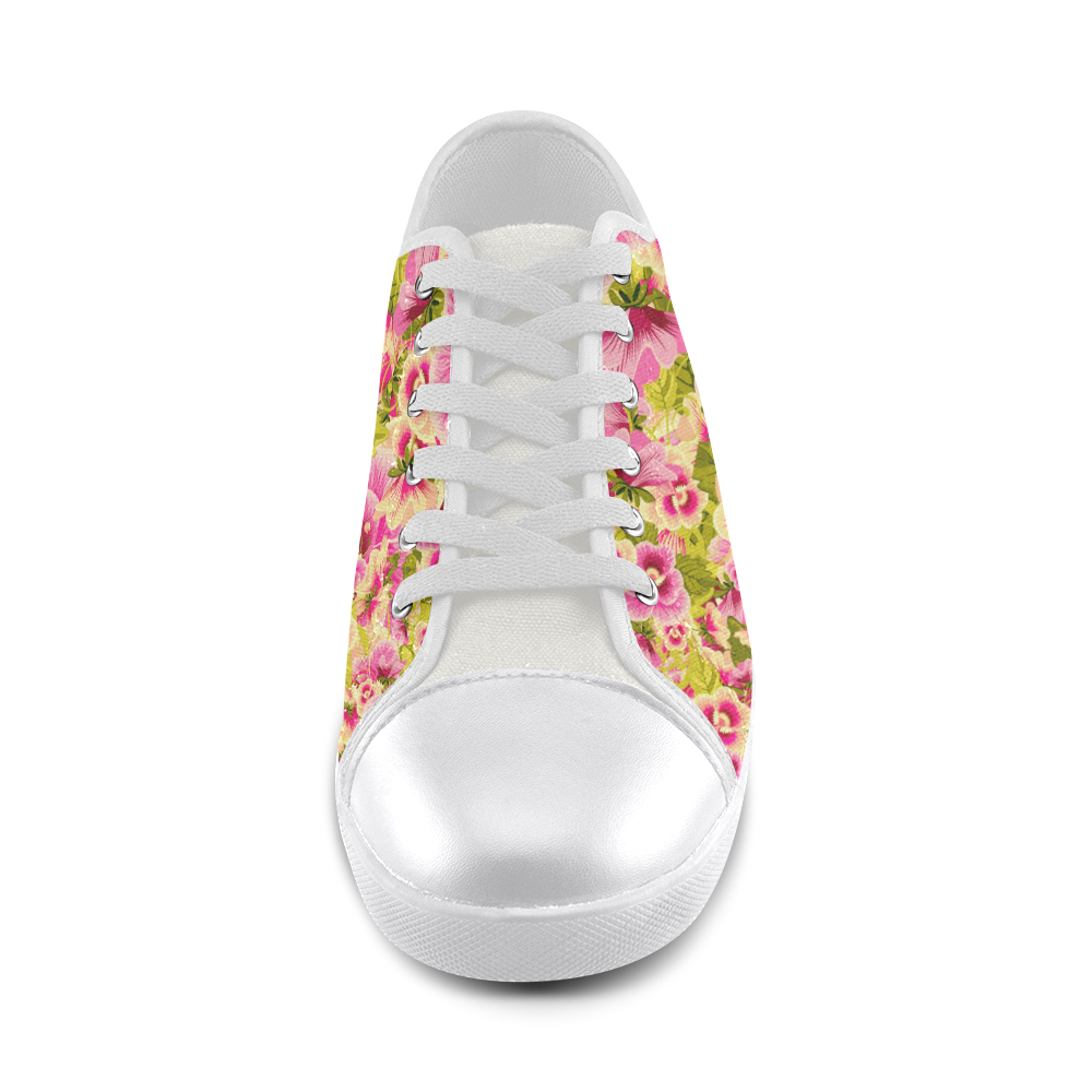 colorful flower pattern Canvas Shoes for Women/Large Size (Model 016)