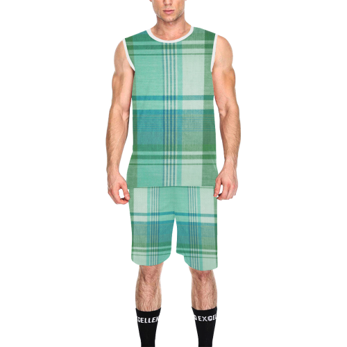 TARTAN GREEN-123 All Over Print Basketball Uniform
