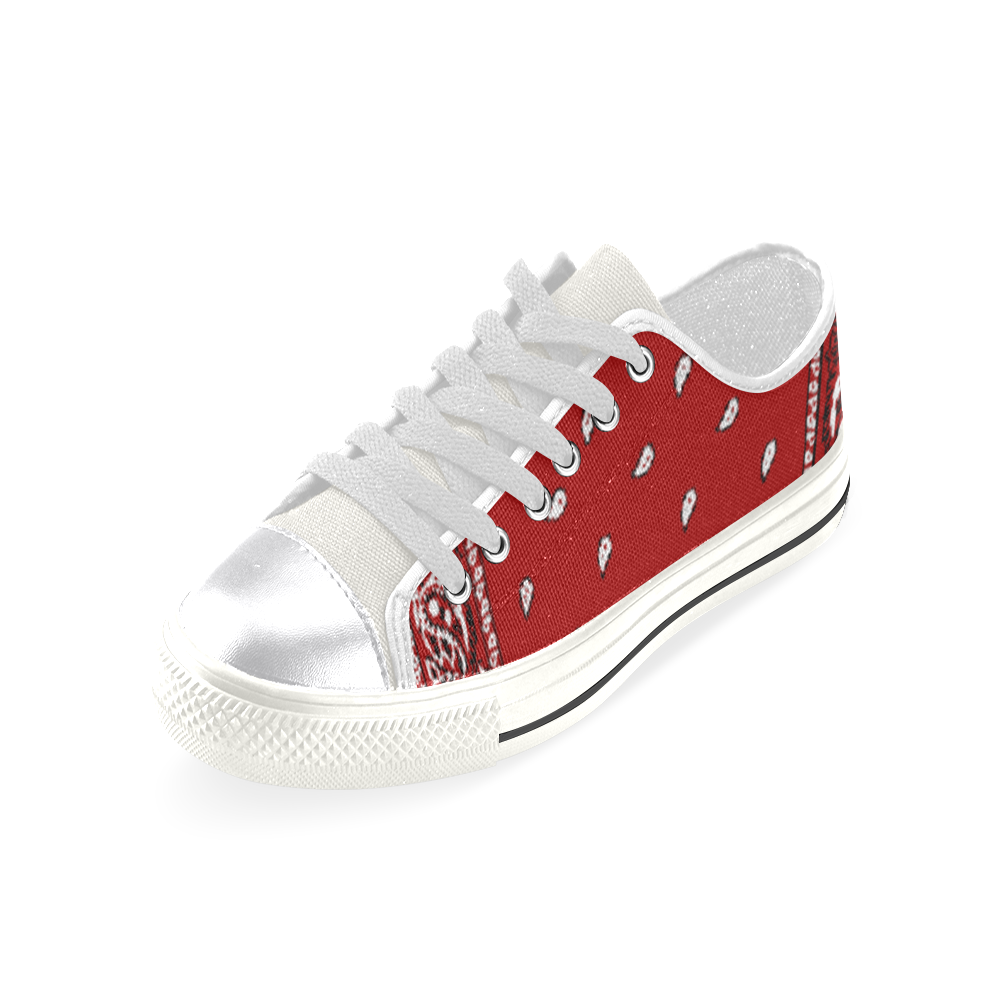 Red/Blue Bandana Women's Classic Canvas Shoes (Model 018)