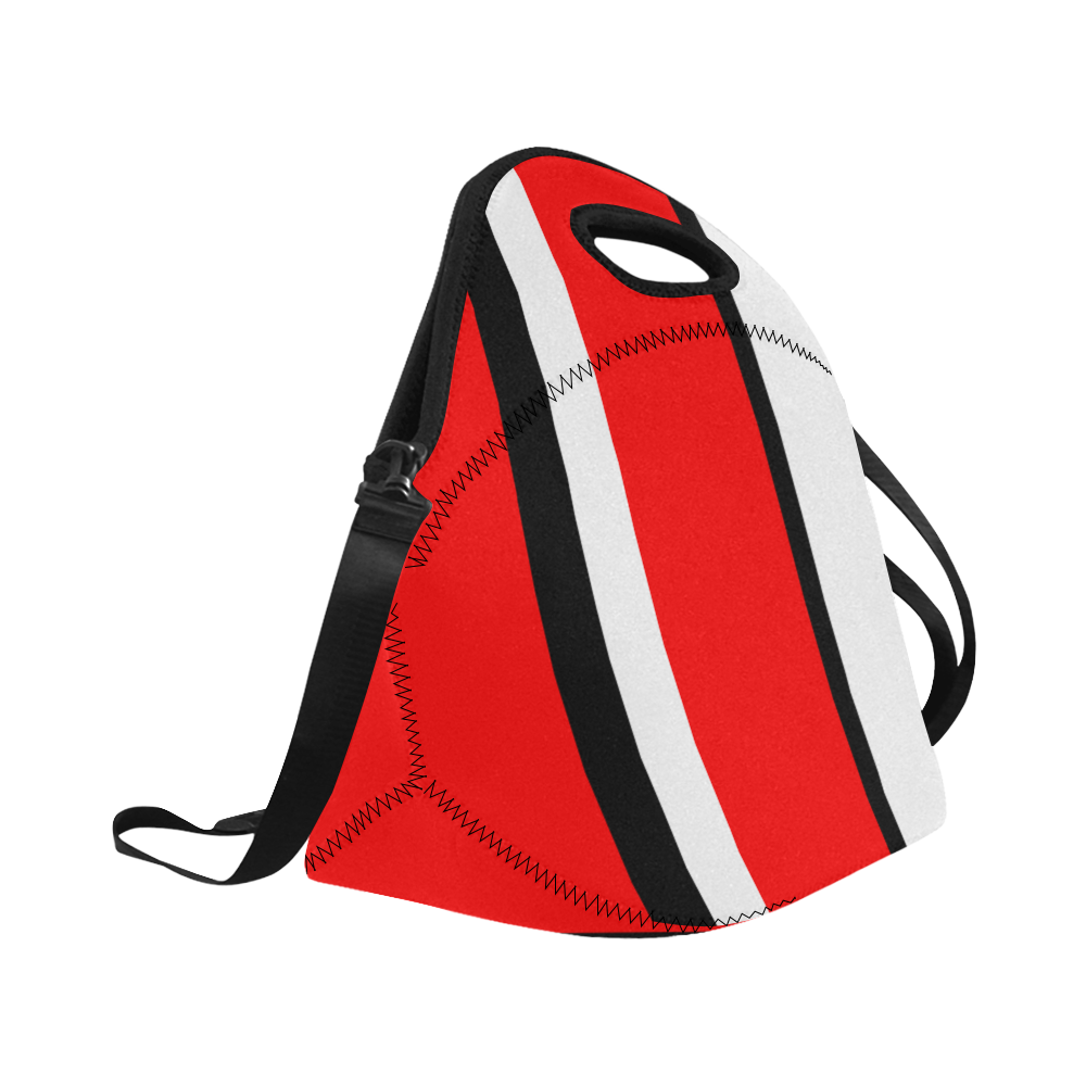 red black white stripe Neoprene Lunch Bag/Large (Model 1669)