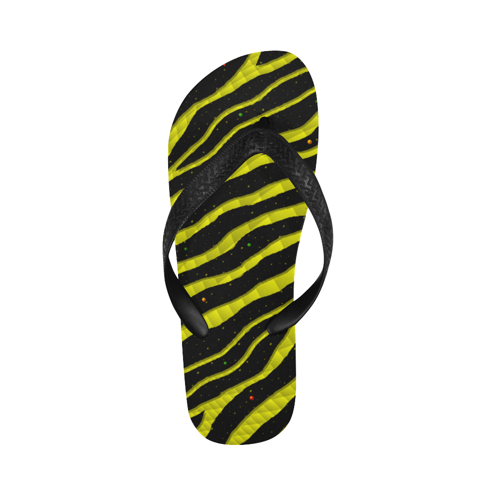 Ripped SpaceTime Stripes - Yellow Flip Flops for Men/Women (Model 040)