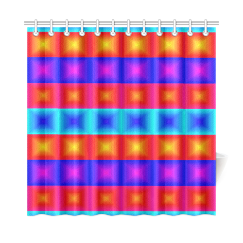 Red yellow blue orange multicolored multiple squares Shower Curtain 72"x72"