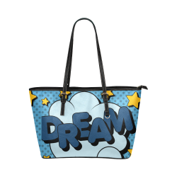 Fairlings Delight's Pop Art Collection- Comic Bubbles 53086Dream1b Leather Tote Bag/Small Leather Tote Bag/Small (Model 1651)