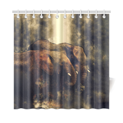 Pair of African Elephants in Cosmic Mystery Shroud Shower Curtain 72"x72"