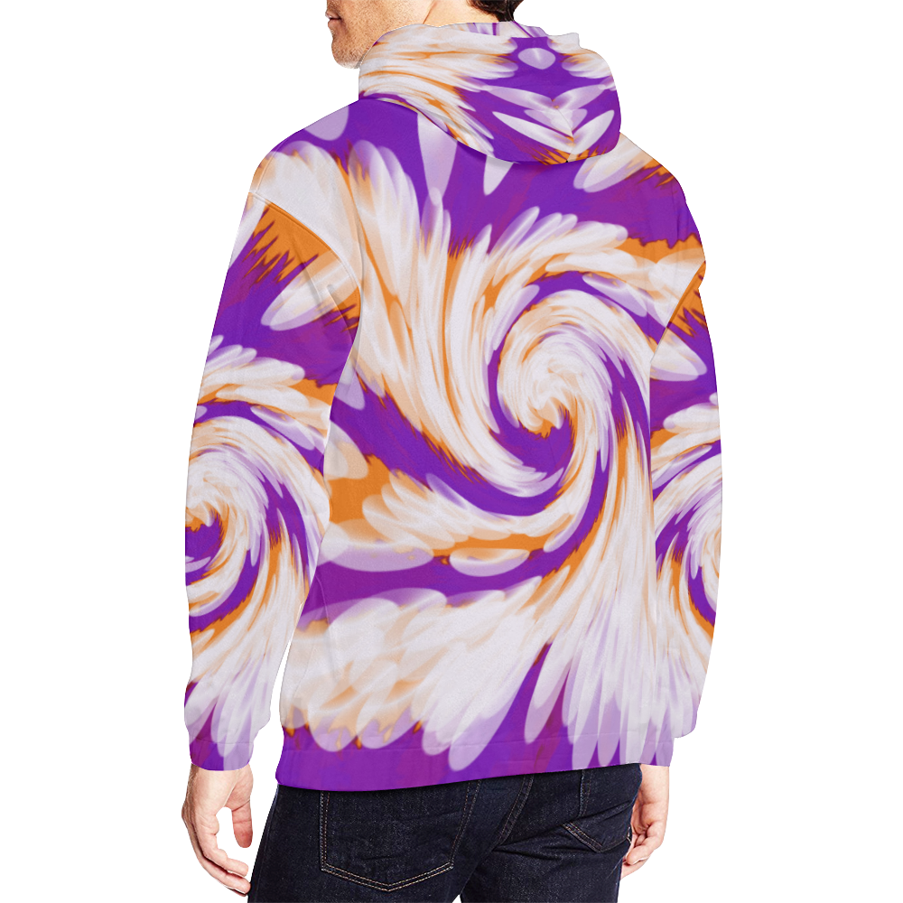 Purple Orange Tie Dye Swirl Abstract All Over Print Hoodie for Men/Large Size (USA Size) (Model H13)