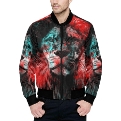lion jbjart #lion All Over Print Quilted Bomber Jacket for Men (Model H33)