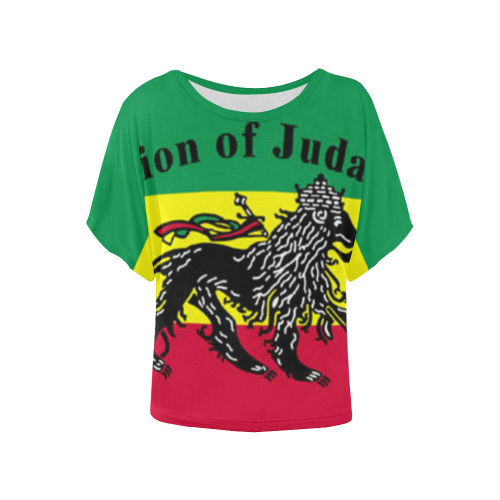 RASTA LION OF JUDAH Women's Batwing-Sleeved Blouse T shirt (Model T44)