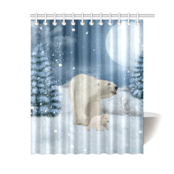 Polar bear mum with polar bear cub Shower Curtain 60"x72"