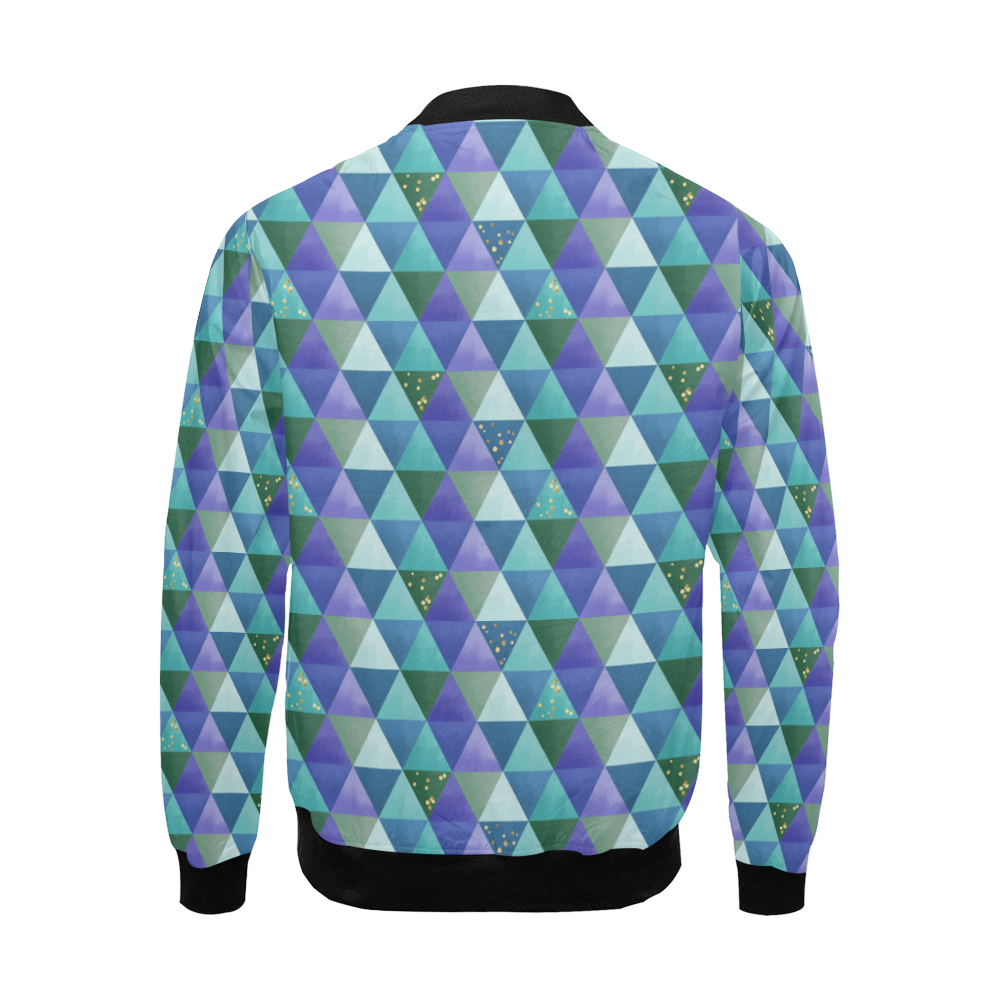 Triangle Pattern - Blue Violet Teal Green All Over Print Bomber Jacket for Men/Large Size (Model H19)