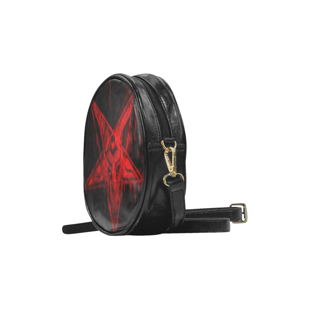 Awesome Goat of Mendez Baphomet Gothic Leather Round Sling Bag (Model 1647)