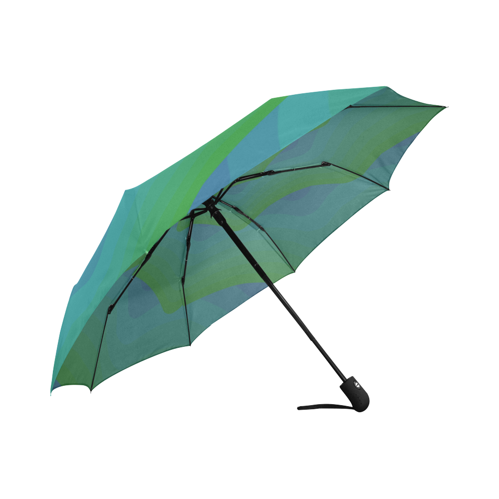 Green blue wave Auto-Foldable Umbrella (Model U04)