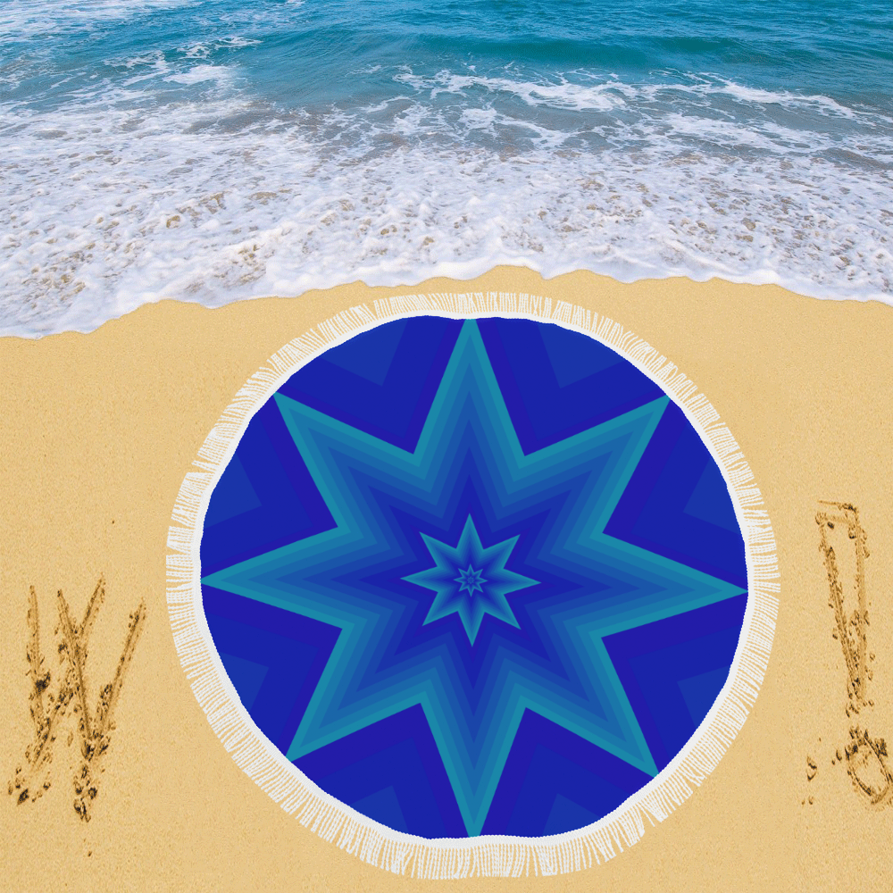 Royal blue mystic star Circular Beach Shawl 59"x 59"
