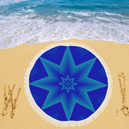 Royal blue mystic star Circular Beach Shawl 59"x 59"