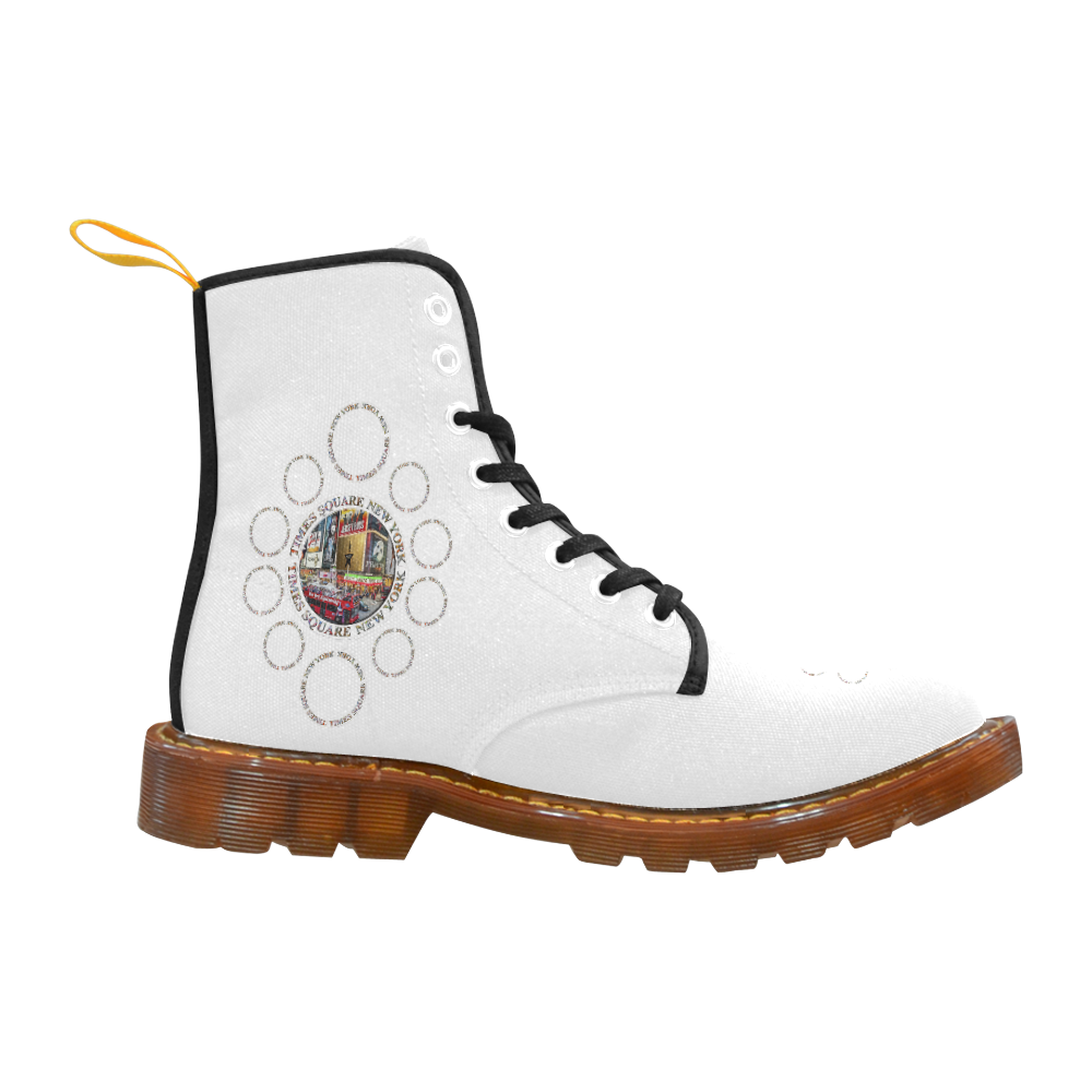 Times Square New York City Multi Badge Emblem on white Martin Boots For Men Model 1203H