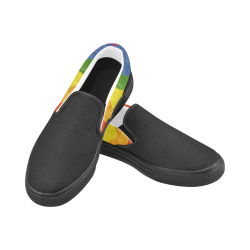 Gay Pride - Rainbow Flag Waves Stripes 3 Men's Slip-on Canvas Shoes (Model 019)