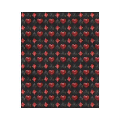 Las Vegas Black and Red Casino Poker Card Shapes on Black Duvet Cover 86"x70" ( All-over-print)