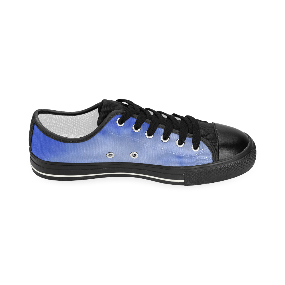 Blue Clouds with blk sole Women's Classic Canvas Shoes (Model 018)