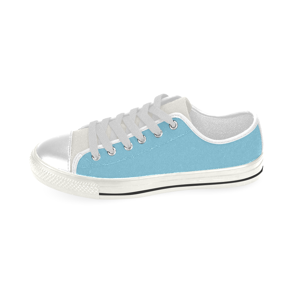 color sky blue Low Top Canvas Shoes for Kid (Model 018)