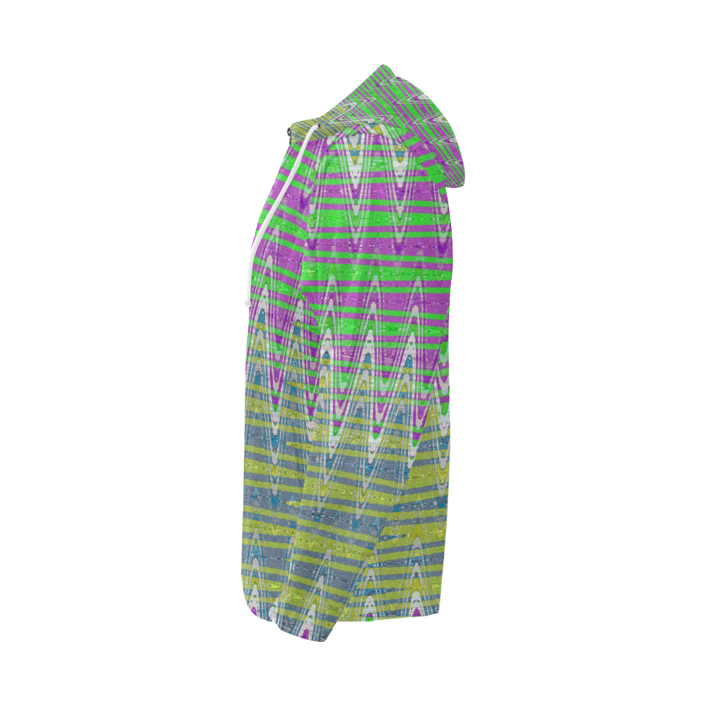 Colorful Pastel Zigzag Waves Pattern All Over Print Full Zip Hoodie for Men (Model H14)