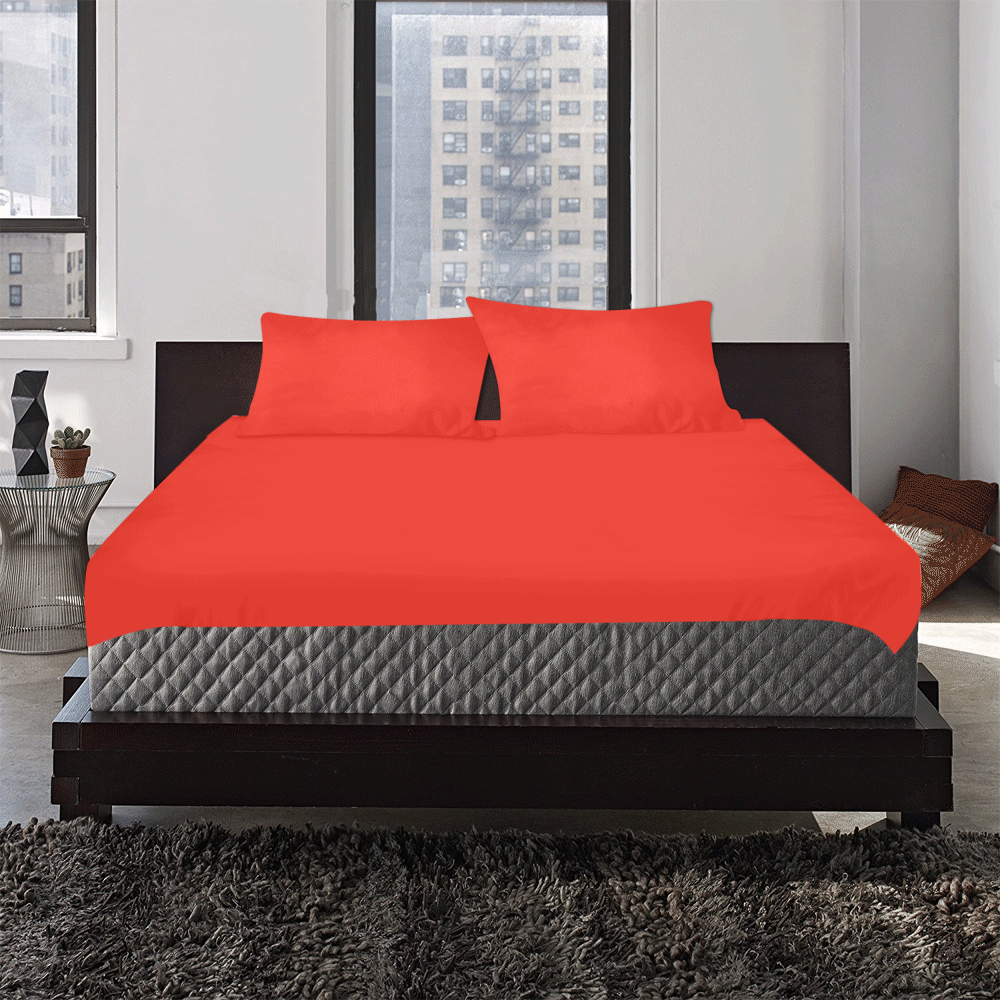 Pomegranate Solid 3-Piece Bedding Set