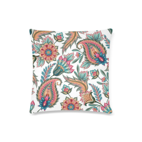 Colorful Flower Paisley Pattern Custom Zippered Pillow Case 16"x16"(Twin Sides)