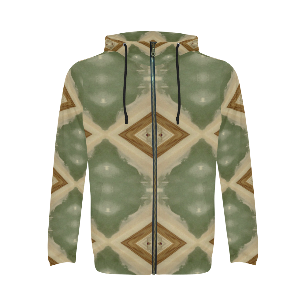 Geometric Camo All Over Print Full Zip Hoodie for Men/Large Size (Model H14)