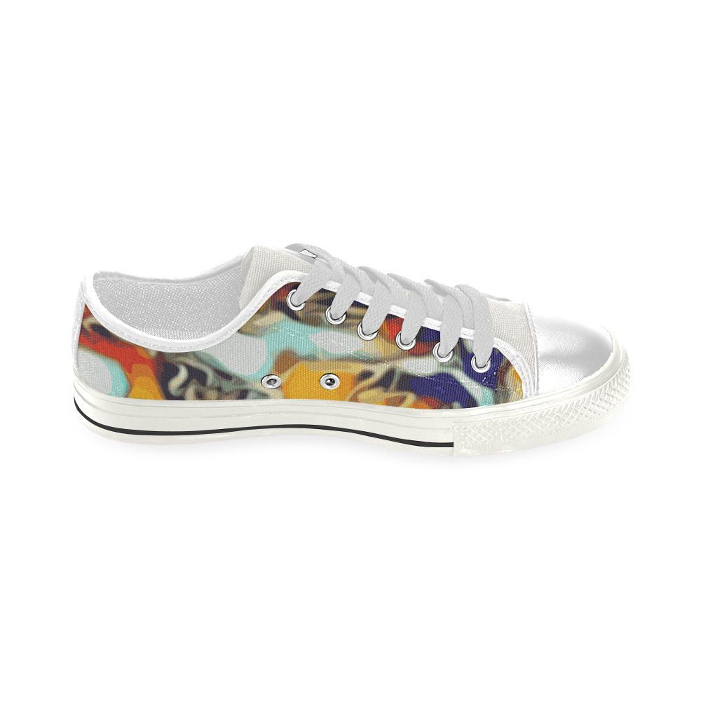 Color Boy - multicolor rainbow swirls diy personalize Low Top Canvas Shoes for Kid (Model 018)