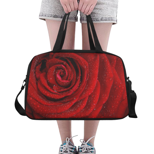 Red rosa Fitness Handbag (Model 1671)