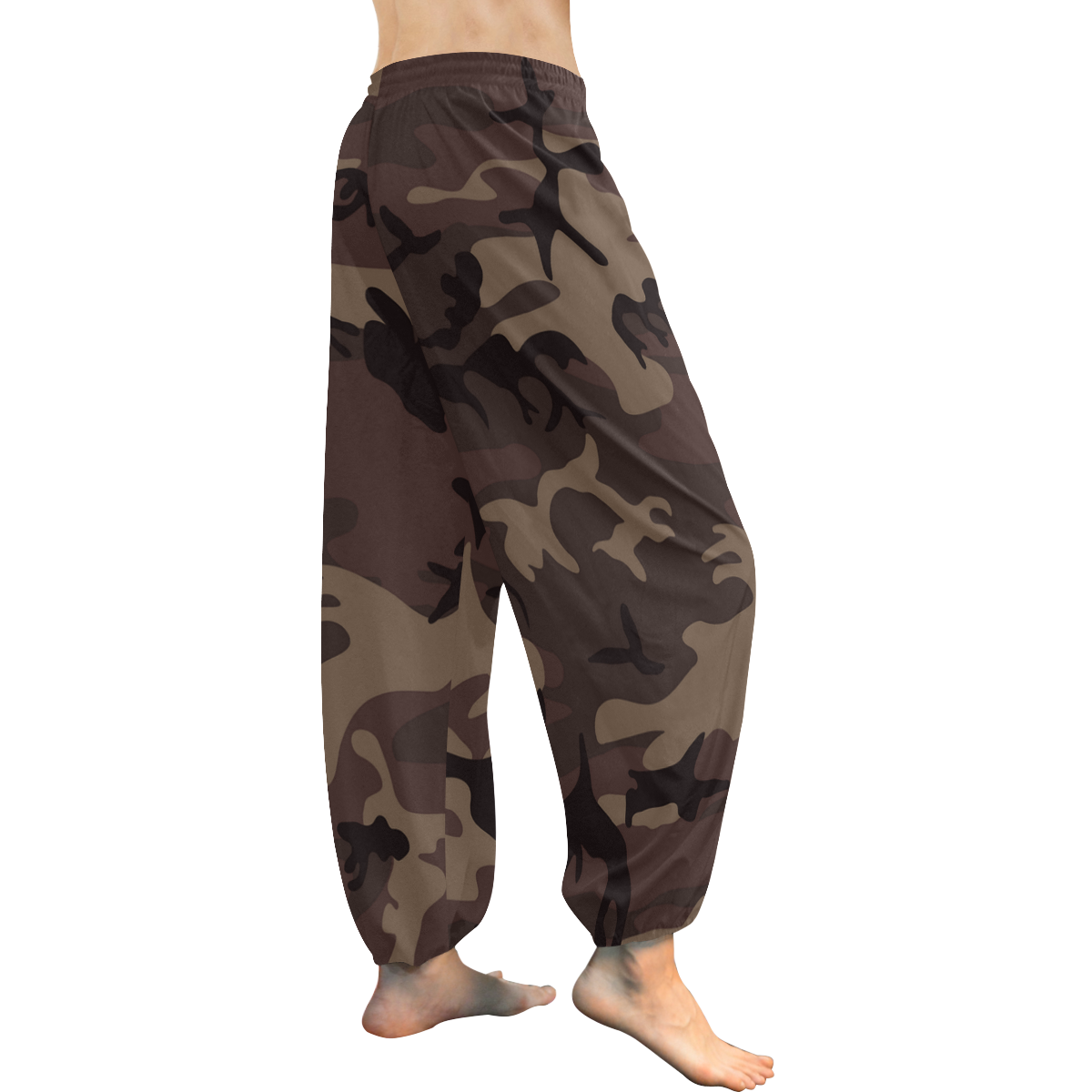 Camo Red Brown Women's All Over Print Harem Pants (Model L18)