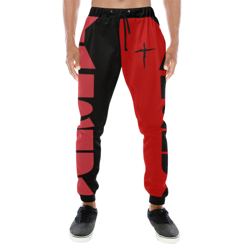 Yahshua Joggers (Black Red) Men's All Over Print Sweatpants/Large Size (Model L11)
