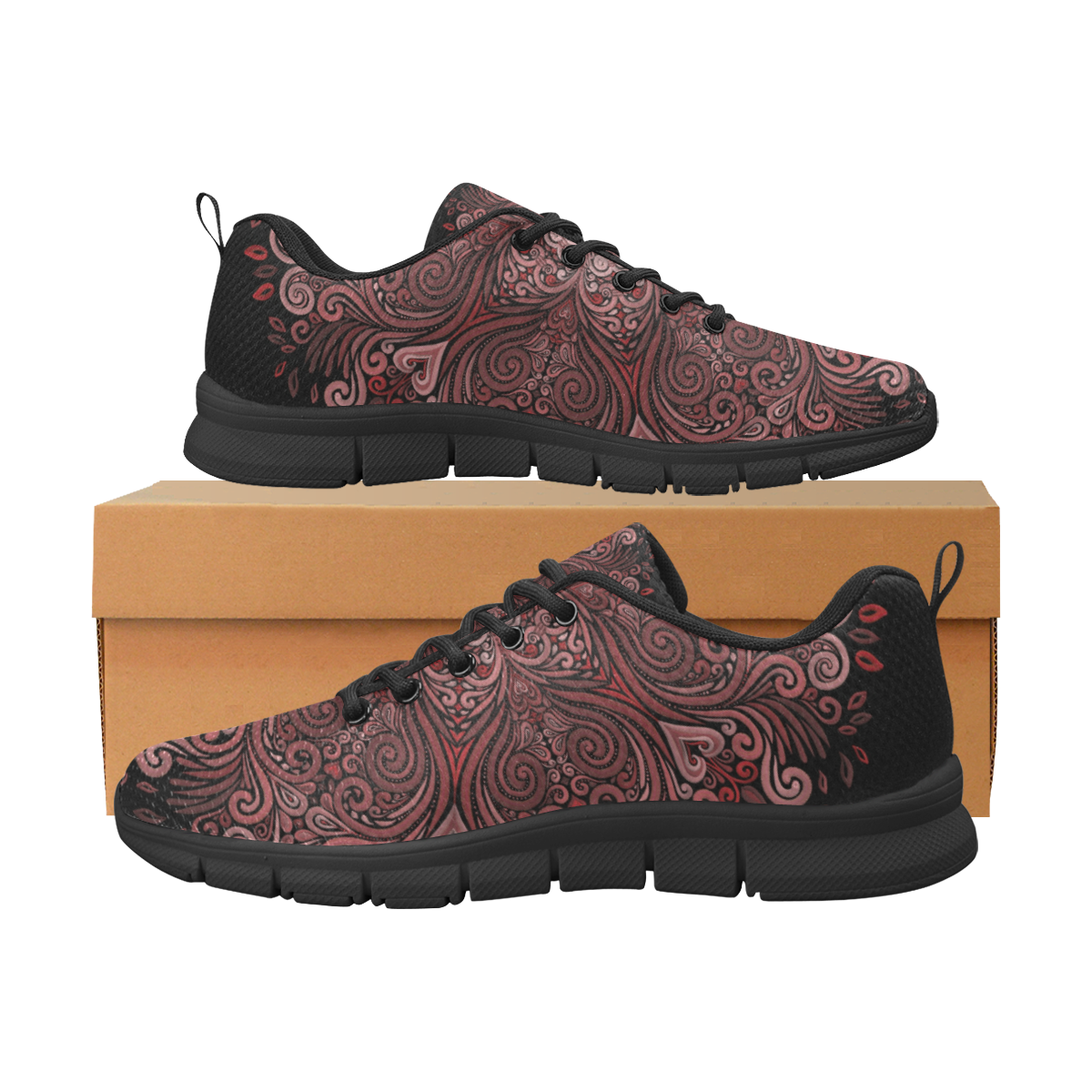 Red, orange, pink and brown 3D Mandala Pattern Women's Breathable Running Shoes (Model 055)
