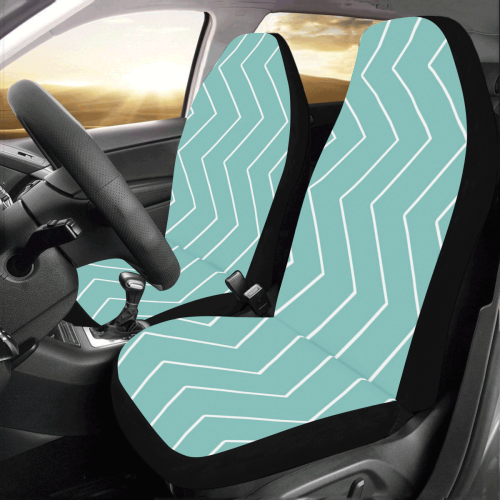 Abstract geometric pattern - blue and white. Car Seat Covers (Set of 2)