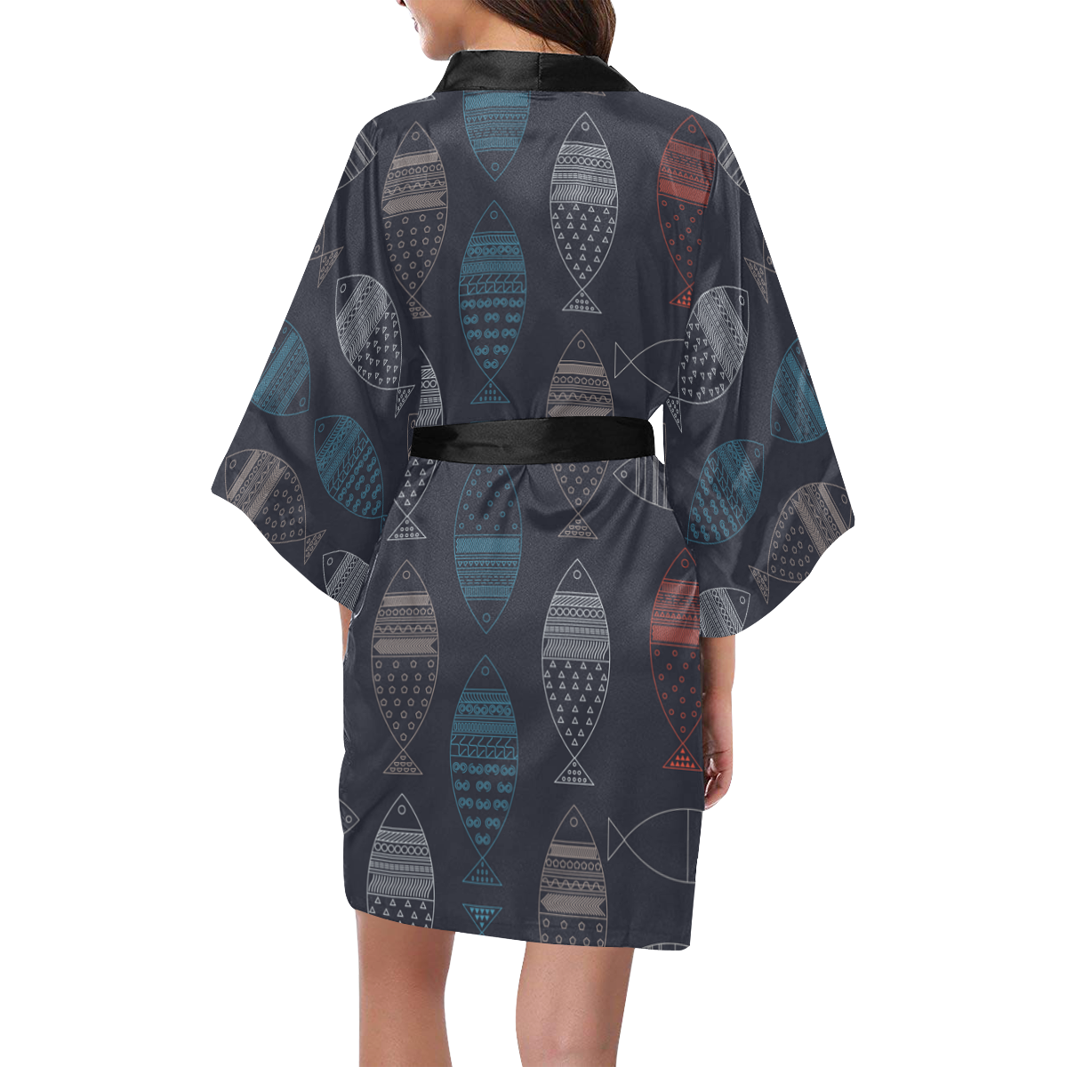 abstract fish Kimono Robe