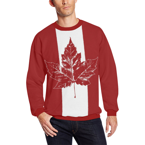 Cool Canada Flag Sweatshirts Men's Oversized Fleece Crew Sweatshirt/Large Size(Model H18)