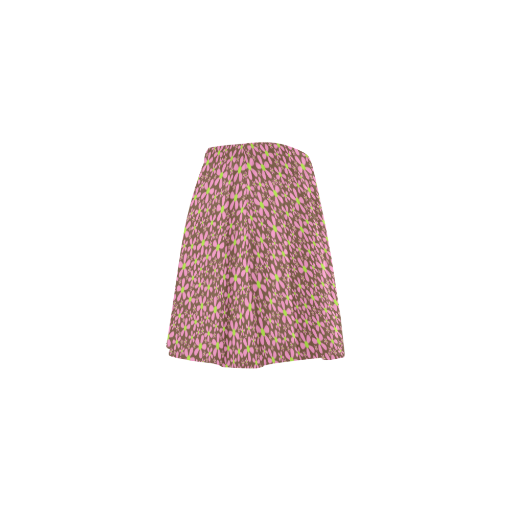 Petit fleur pattern on brown VAS2 Mini Skating Skirt (Model D36)