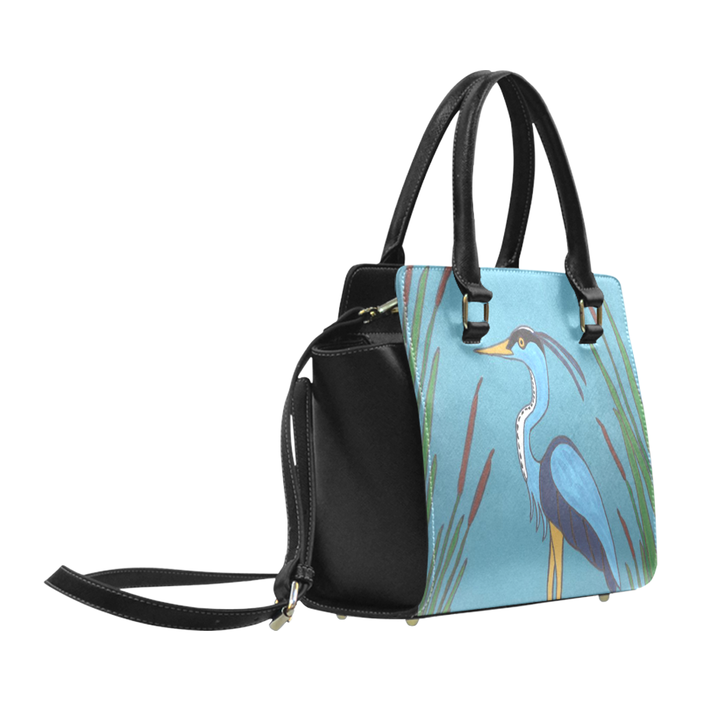 Blue Heron in the Cattails Classic Shoulder Handbag (Model 1653)