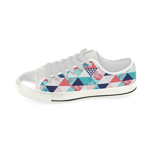 Flamingo Triangle Pattern Low Top Canvas Shoes for Kid (Model 018)