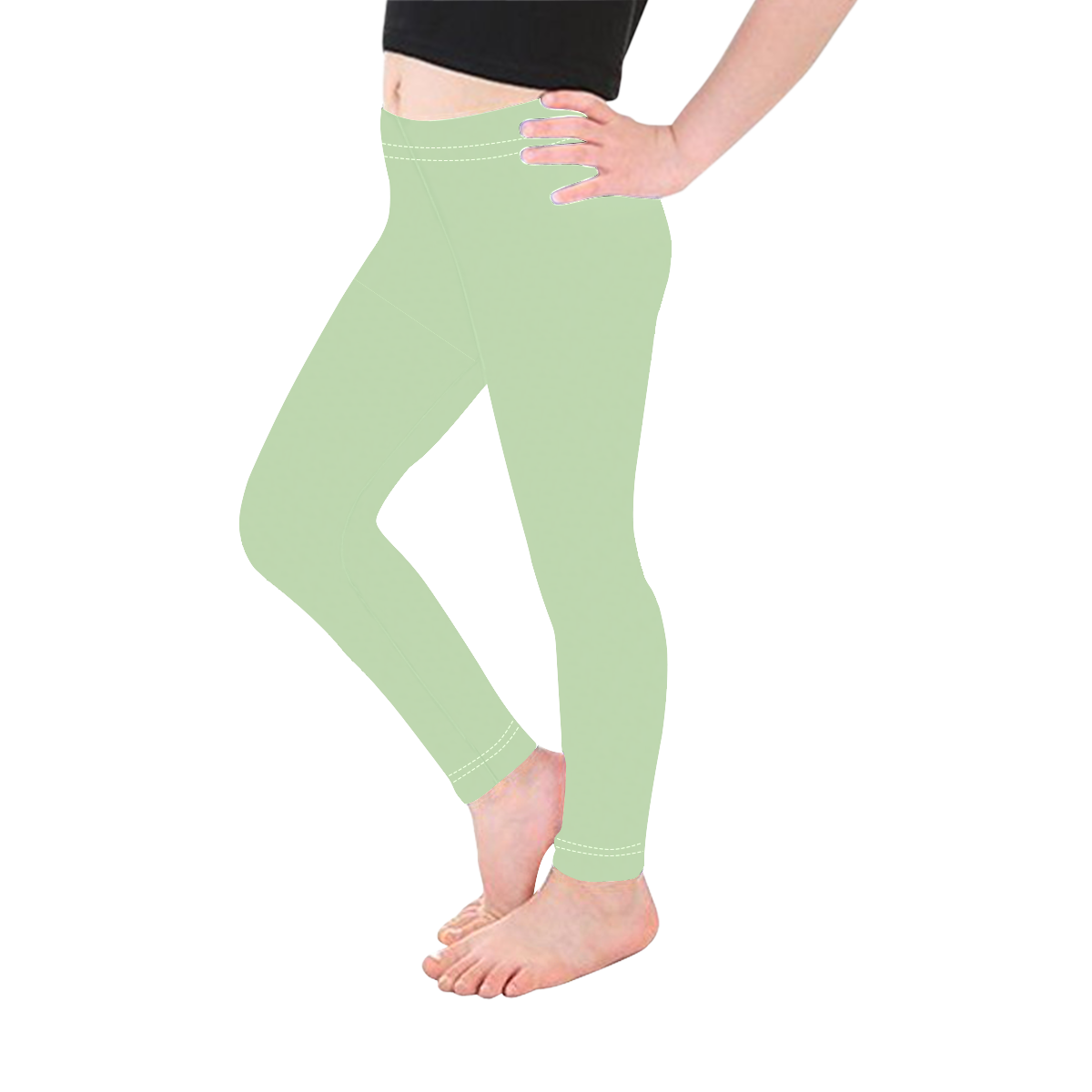 color tea green Kid's Ankle Length Leggings (Model L06)